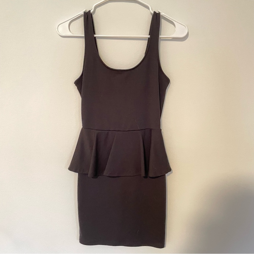 Forever 21 Black Peplum Bodycon Dress, S